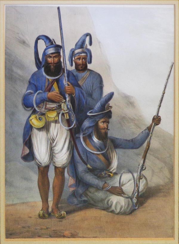 MANNER OF DAVID ROBERTS RA (British, 1796-1864) 'INDIAN: MANNER OF DAVID ROBERTS RA (British, 1796-1864) 'INDIAN WARRIORS', hand coloured lithograph, 36.5cm x 26.5cm, framed.