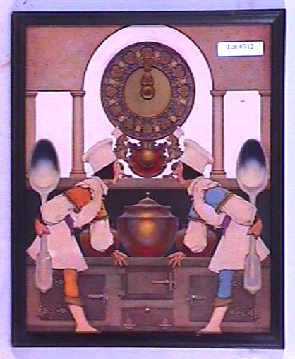 Maxfield Parrish - Blue Hose & Yellow Hose: Original framed circa 1925 Maxfield Parrish Knave of Hearts print. "Blue Hose and Yellow Hose". Est 9x12" older frame with newer backing paper. 4.0 Grading with very nice color. You Can Bid On This Lo