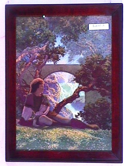 Maxfield Parrish - The Prince: Original framed circa 1925 Maxfield Parrish Knave of Hearts print. "The Knave". Est 9x12" older frame with newer backing paper. 4.0 Grading with very nice color. You Can Bid On This Lot With Confidenc