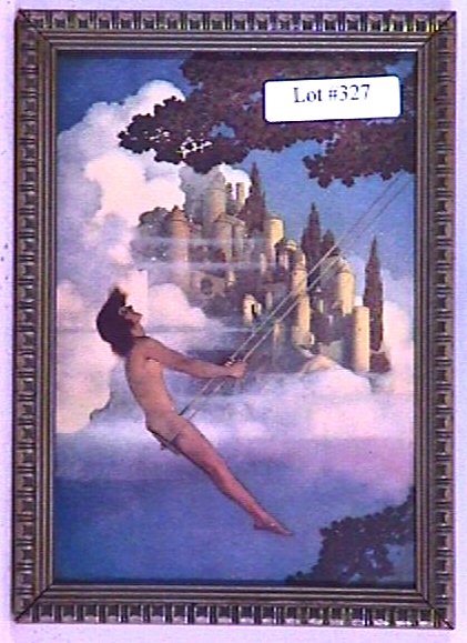 Maxfield Parrish - Dinkey Bird: Original framed circa 1915 Maxfield Parrish framed "Dinkey Bird" bookplare print. Est 5x7" older frame with newer backing paper. 4.0 Grading. You Can Bid On This Lot With Confidence. However…Before