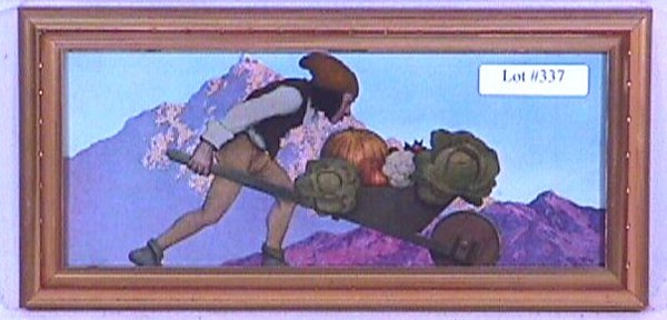 Maxfield Parrish - Vegatables for the Meal: Original framed circa 1925 Maxfield Parrish Knave of Hearts print. "Vegatables for the royal meals". Est 9x4" newer frame with newer backing paper. 4.0 Grading with very nice color You Can Bid On This