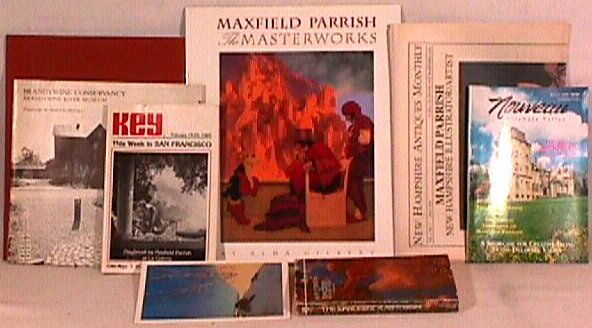 Maxfield Parrish - Lot of Reference Material: This lot includes an assortment of contempory Maxfield Parrish items including: The Wanderer (1971), Key (Feb '85), Nouveau (8/99), Masterworks (1992), NH Antiques Monthly (5/95), three other items. E