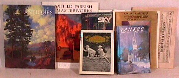Maxfield Parrish - Lot of Reference Material: This lot includes an assortment of contempory Maxfield Parrish items including: Yankee Magazine (12/68), Golden Age (1983), American Magazine (Fall '79), Sky Magazine (10/88), NH Antiques Monthly (5/9