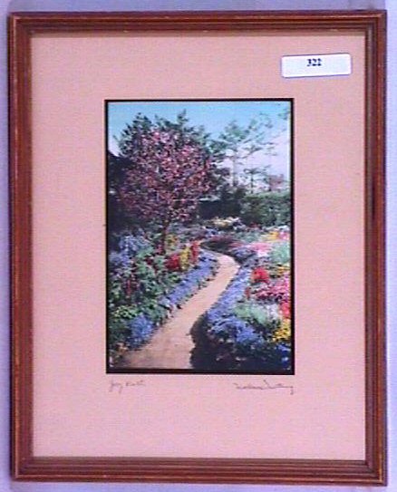 Wallace Nutting - Joy Path: Circa 1930-35 hand-colored photo. Foreign scene. England. Original mat, pen signature & title. Est 9x11" original frame having newer backing paper. 4.0 Grading. YOU CAN BID ON THIS LOT WITH CONFIDENCE