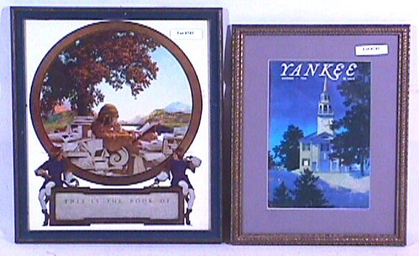 Maxfield Parrish - Knave Print & Yankee Magazine: This lot includes: 1) a framed est 10x12" "This is the book of" original Knave of Hearts print, and 2) a 9x12" framed December, 1968 Yankee Magazine cover. Yankee cover has minor crease. Sold as one l