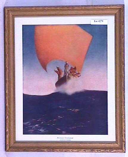 Maxfield Parrish - Prince Codadad: Circa 1925 Maxfield Parrish Collier's 100 Famous art print. Est 11x13" period frame with newer backing paper. 4.0 Grading.