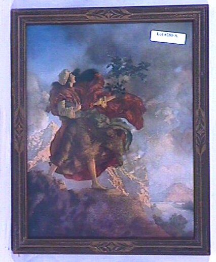 Maxfield Parrish - Search for the Singing Tree: Circa 1906 Maxfield Parrish Enchanted art print. Est 9x11" original frame with no backing paper. 4.0 Grading, No stains or blemishes. Nice Color.