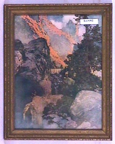 Maxfield Parrish - Bellerophon: Circa 1909 Maxfield Parrish Collier's Wonderbook art print. Est 9x11" period frame with newer backing paper. 4.0 Grading.