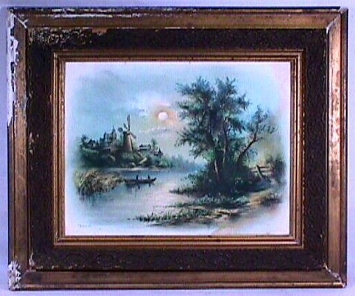 William H Chandler - Windmill Chromolithograph: Original circa 1900 windmill chromolithographic print based upon an original artwork done by William Henry Chandler. Signed "Chandler" l/l on image. Est 20x16" original frame with no backing paper. 2.