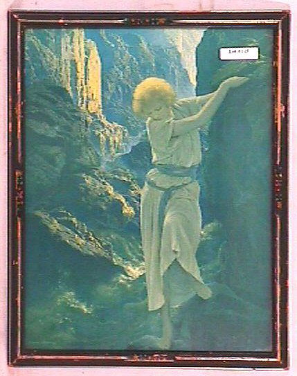Maxfield Parrish - The Canyon: Circa 1924 Maxfield Parrish Enchanted print. Est 12x15" original print in original frame with no backing paper. "© Reinthal & Newman, NY" l/l. 4.0 Grading with nice, clean and unblemished color and o
