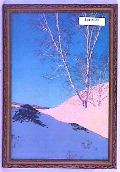 Maxfield Parrish - When Winter Comes: Circa 1941 Maxfield Parrish Thomas D Murphy enchanted calendar print. Est 7x10" original print in period frame having newer backing paper. Titled l/c on the print. 4.0 Grading in nice & clean conditio