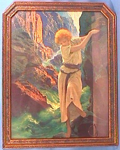 Maxfield Parrish - Canyon: Maxfield Parrish - Canyon Circa 1924 Maxfield Parrish Enchanted print. 12x15" 6-sided Period frame. Original backing paper mostly intact. 4.0 Grading.