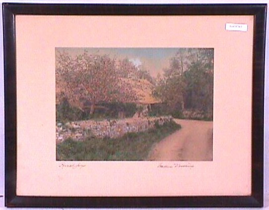 Wallace Nutting - Rural Joys: Rare circa 1915-25 hand-colored photo. Foreign scene. Lowden, England. Original mat, pen signature, and title. In our opinion this picture was signed by Wallace Nutting himself. Est 20x16" original fr