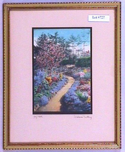 Wallace Nutting - Joy Path: Circa 1930-35 hand-colored photo. Foreign scene. England. Original mat, pen signature, and title. Est 9x11" original frame. No backing paper. 4.0 Grading. Before bidding on this item you must understa
