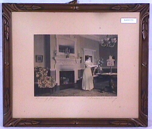 Wallace Nutting - Spring Joys: Unusual circa 1915-25 hand-colored Maryland Interior scene. Annapolis MD. Original mat, pen signature, and title. Est 15x13" period frame. Newer backing paper preserved with tape. 3.75 Grading with sl