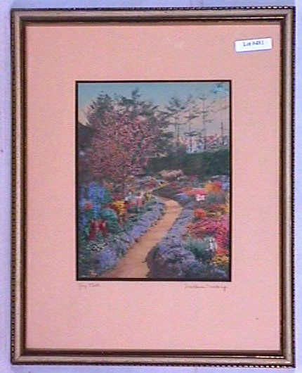 Wallace Nutting - Joy Path: Circa 1930-35 hand-colored Foreign title. England. Original mat, pen signature, and title. Est 13x16" original frame. Newer backing paper. 4.0 Grading. Before bidding on this item you must understand