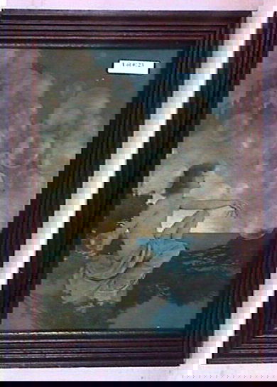 Maxfield Parrish - Air Castles: Circa 1904 Maxfield Parrish Enchanted magazine print. Est 9x12" original print in newer frame with newer backing paper. Preserved on the backing paper are clippings which indicate that this magazine p