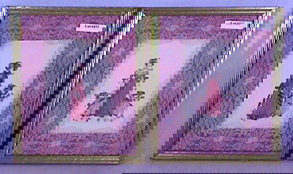 Kate Greenway - Pair of Hand Colored Prints: Lot of two Kate Greenway hand-colored prints of a mother and daughter. Based upon the backing paper we would esimate the age of both prints as circa 1970's. Both are framed in est 8x10" matching frame