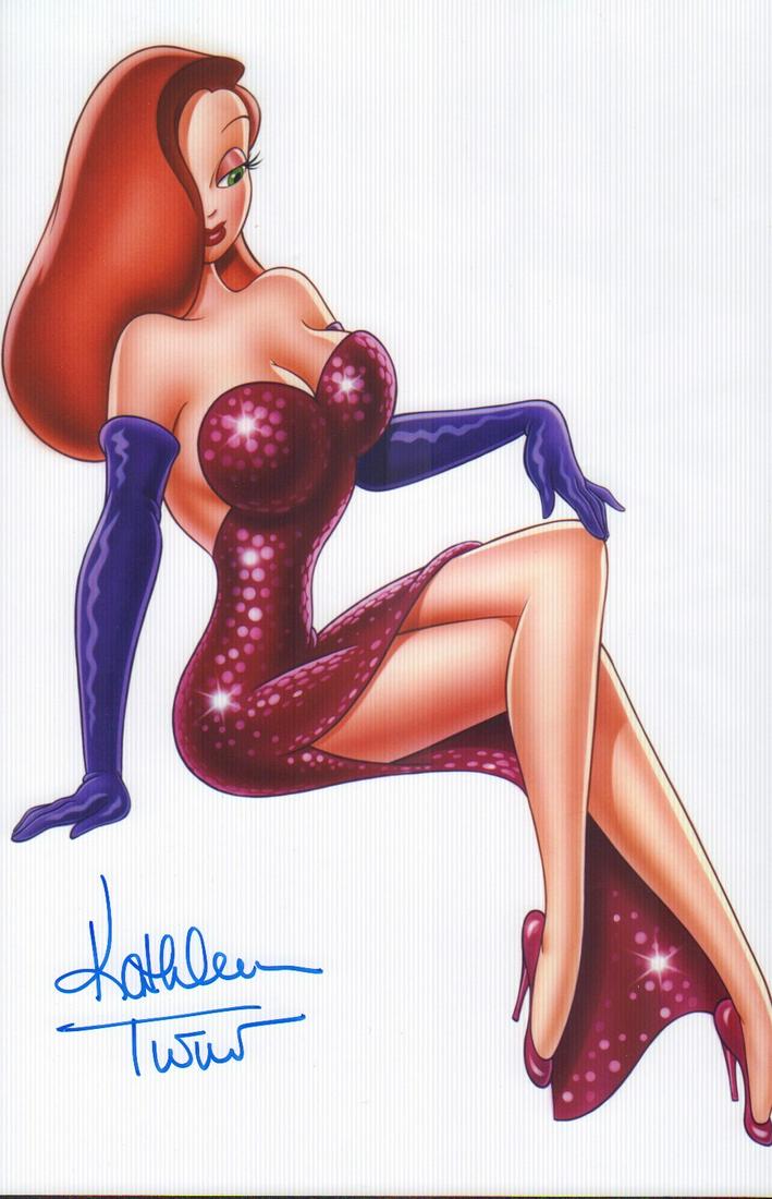 Kathleen Turner: Photo print of the character Jessica Rabbit, signed by the voice actress