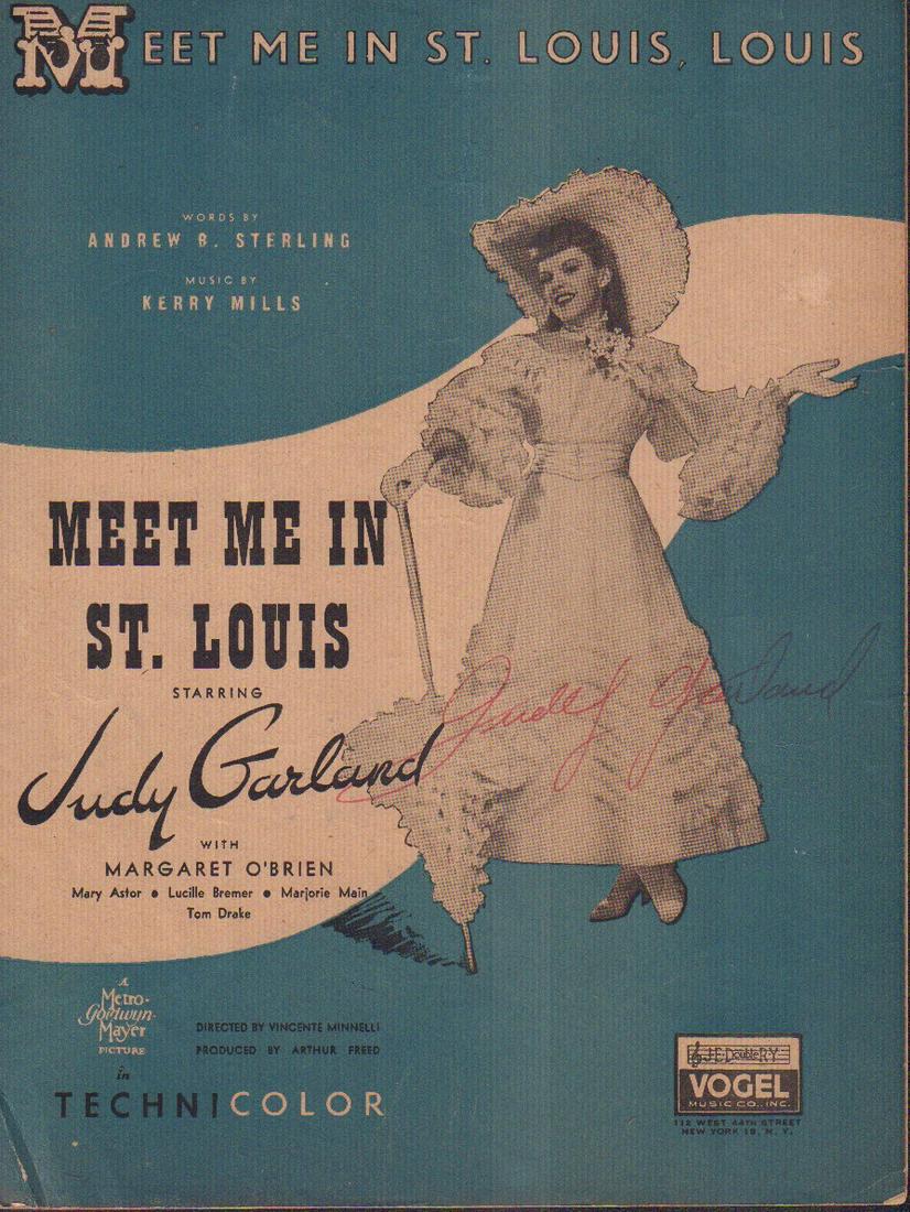Judy Garland: Meet Me In St. Louis sheet music signed by the star, best known for her role in The Wizard of Oz