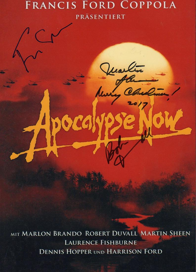 Apocalypse Now: 11"x17" signed by Robert Duvall Martin Sheen and Director Francis Ford Coppola