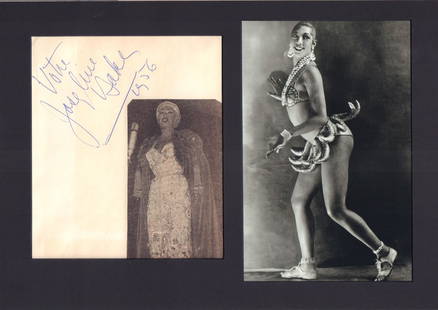 Josephine Baker: Matted photo and signature from the dancer and entertainer