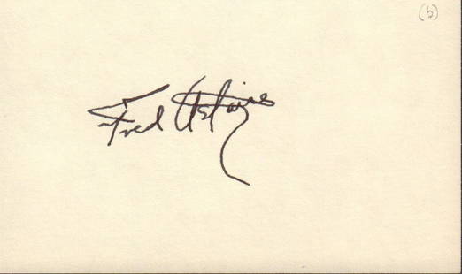 Fred Astaire: 5x3 notecard signed by the dancer and singer, known for his work in Top Hat and Funny Face