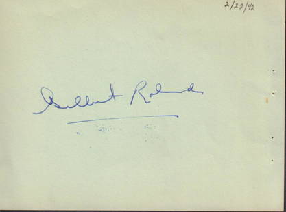 Gilbert Roland: 6x4.5 notebook page signed by the actor, best known for the films Barbarosa and The Bad and the Beautiful