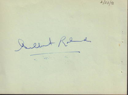 Gilbert Roland: 6x4.5 notebook page signed by the actor, best known for the films Barbarosa and The Bad and the Beautiful