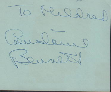 Constance Bennett: A vintage early autograph page inscribed the the actress