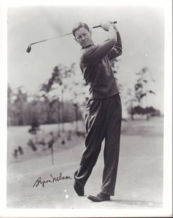 Byron Nelson: 8x10 B&W signed photo of the championship golfer