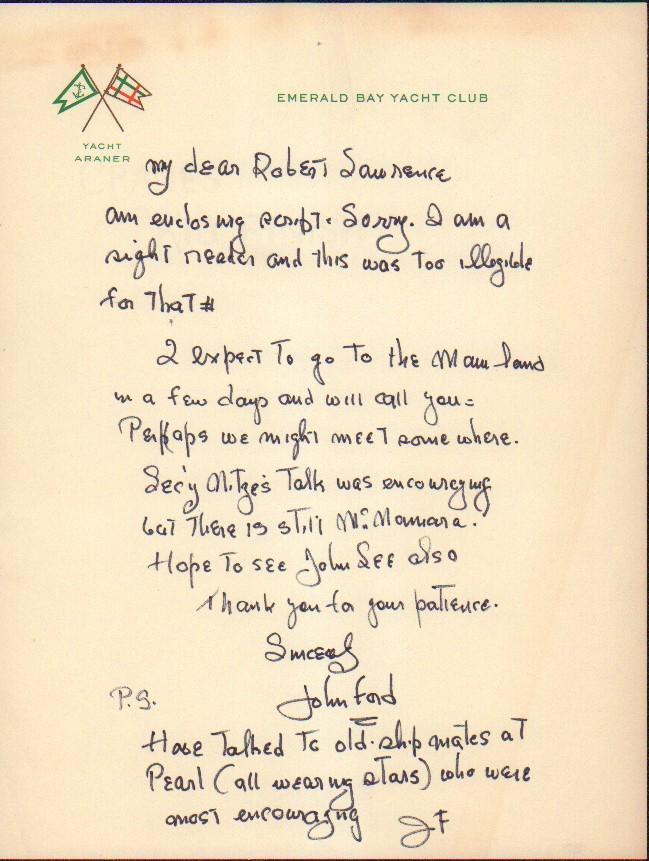 John Ford rare letter (1 of 1)