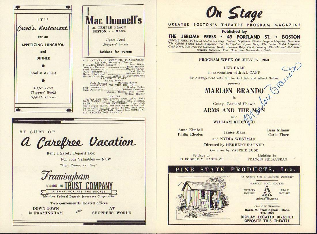 Marlon Brando RARE Broadway program signed (1 of 1)