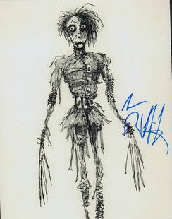 Tim Burton 11x14: An 11x14 image of original Burton art of Edward Scissorhands character signed by the rare signing Director