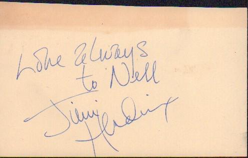 Jimi Hendrix: A rare ink signed index card inscribed by the guitar legend