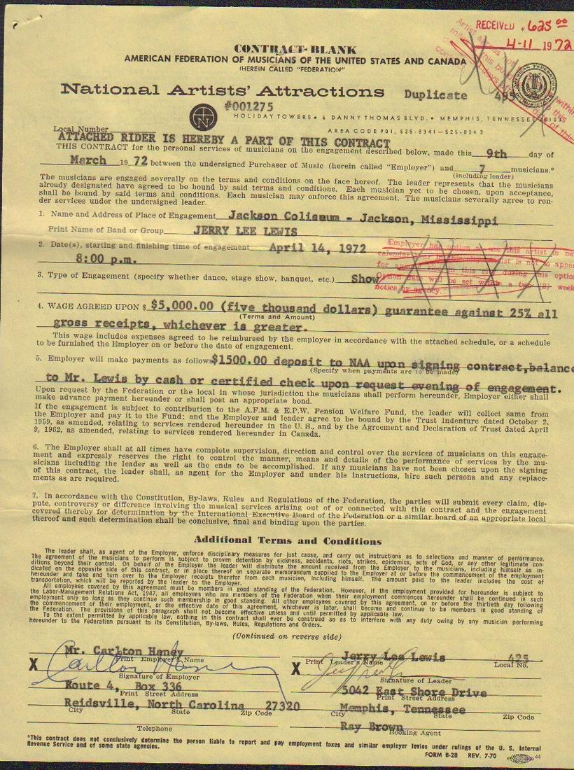 Jerry Lee Lewis contract (1 of 1)