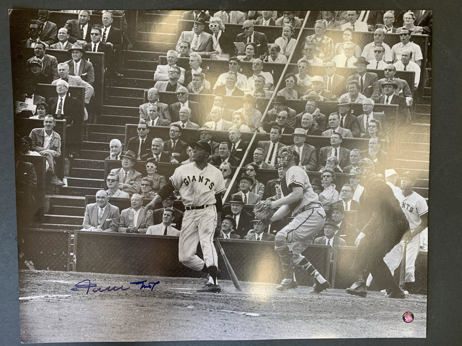 Willie Mays 16x20: A 16x20 of the famous CATCH signed by Mays with his own Say Hey Kid hologram on the piece