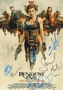 Resident Evil cast poster: A 11x17 premiere poster signed by seven incuding Milla Jovovich the star