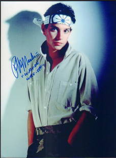 Ralph Macchio: A color 11x14 as Karate Kid adding the famous line Wax on Wax Off under private signing with us - his first ever at the time with COA