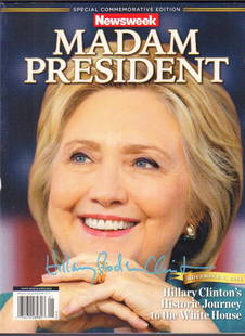 Hilary for Pres Dashed dreams: A RARE magazine cover prematurely released showing her as President then pulled from NYC market rare itself this one is also SIGNED by her ! With COA