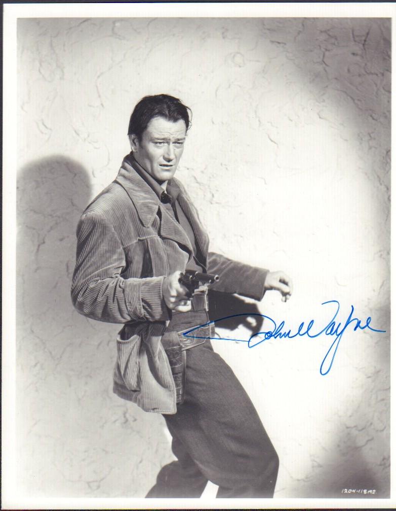 John Wayne: A gorgeous vintage b/w western image signed by Wayne later in life with COA 8x10