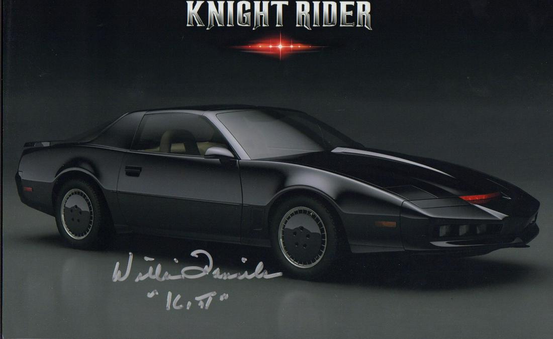 KITT car giclee: A color 11x14 canvas giclee print signed by the voice of KITT William Daniels with COA