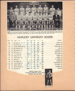 Kentucky Roster Wildcats 1957