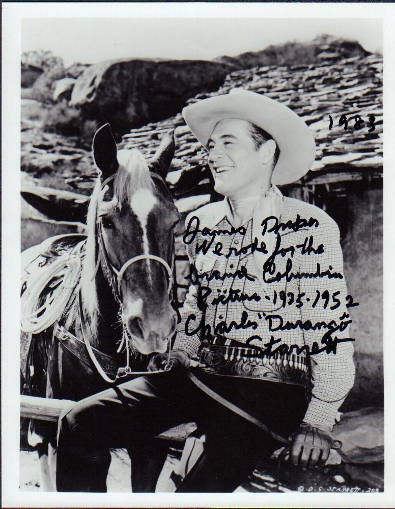 Charles Durango Starrett: A western signed 8x10 of the star with cool long inscription with COA