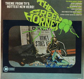 Green Hornet LP: A scarce Green Hornet TV show soundtrack LP signed by Van Williams who added The Green Hornet as well with COA