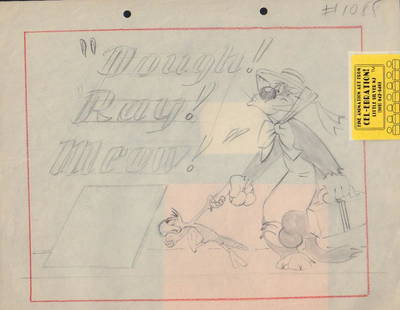 Original MGM 40s cartoon art: An original pencilled title card for fmaous early MGM cartoon it has COA with it one of a kind piece