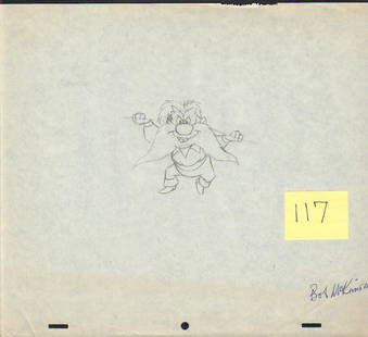 Yosemite Sam original art signed by animator Bob: An original vintage pencil art on animation paper by Yosemite Sam with COA the post it comes off naturally this was later signed by the artist legend Bob McKimson