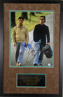 Rain Man: A color 11x14 cast signed by both Tom Cruise and Dustin Hoffman with Global Authentics sticker and framed by Field of Dreams with COA