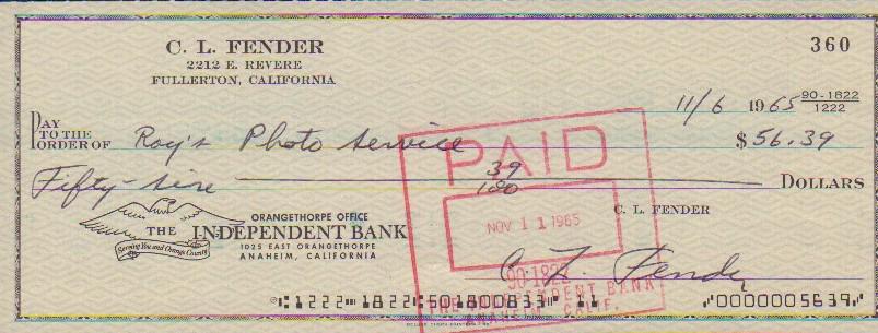C.L. Fender bank check (1 of 1)