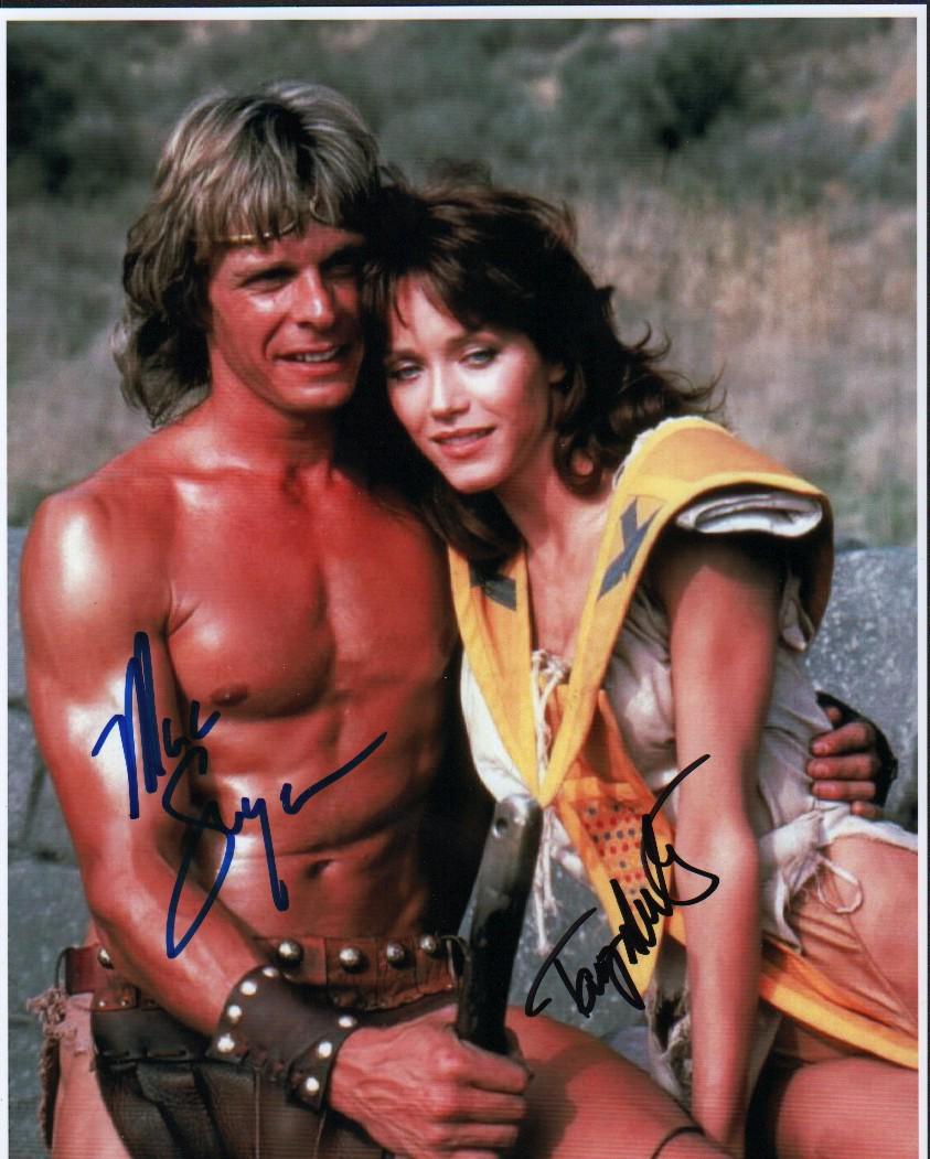 Beastmaster cast: A color cast signed 8x10 by recetly deceased Tanya Roberts and by co star Marc Singer with COA
